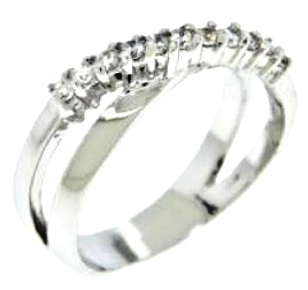 anello croce criss oro bianco zirconi swarovski fascia pietre alta qualità misura 5 6 nuovo