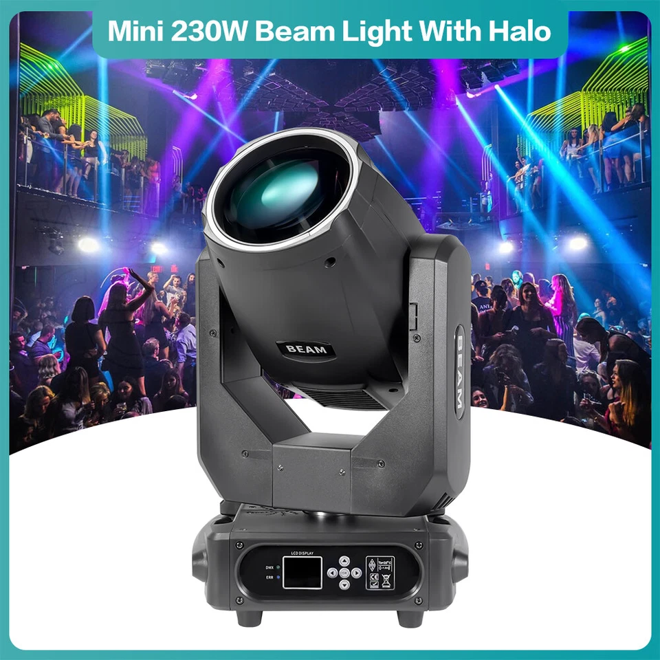Mini haz 7R 230W cabeza móvil luz escenario halo luz efecto DMX para barra discoteca Foto 2 de 4