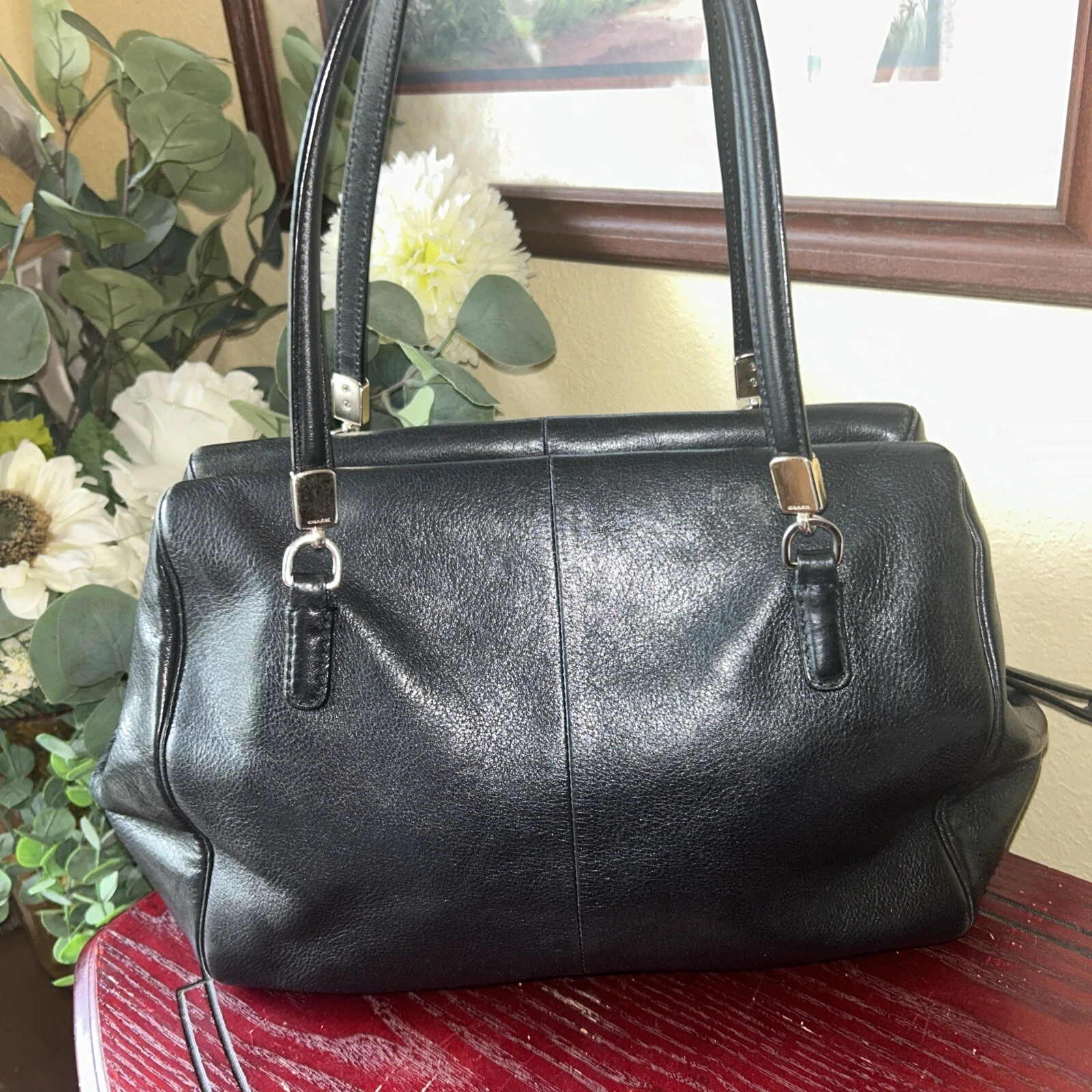 Borsa media vintage classica originale Coach nera