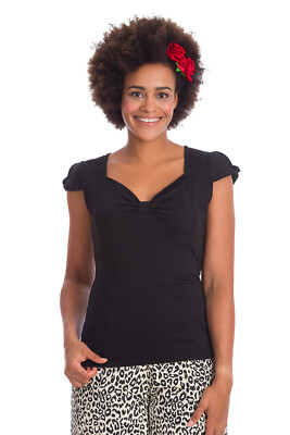 Banned Retro Top Sweet Summer Schwarz Vintage Oberteil Rockabilly Schleife