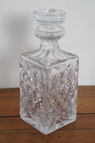 Vintage geschliffen Kristall Quadratisch Whisky Karaffe Glaskaraffe 10" - Bild 12 von 12