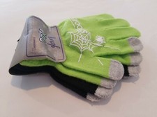 Girls A22 Accessories Halloween 2 pack Green Spooky  Black Gloves One Size