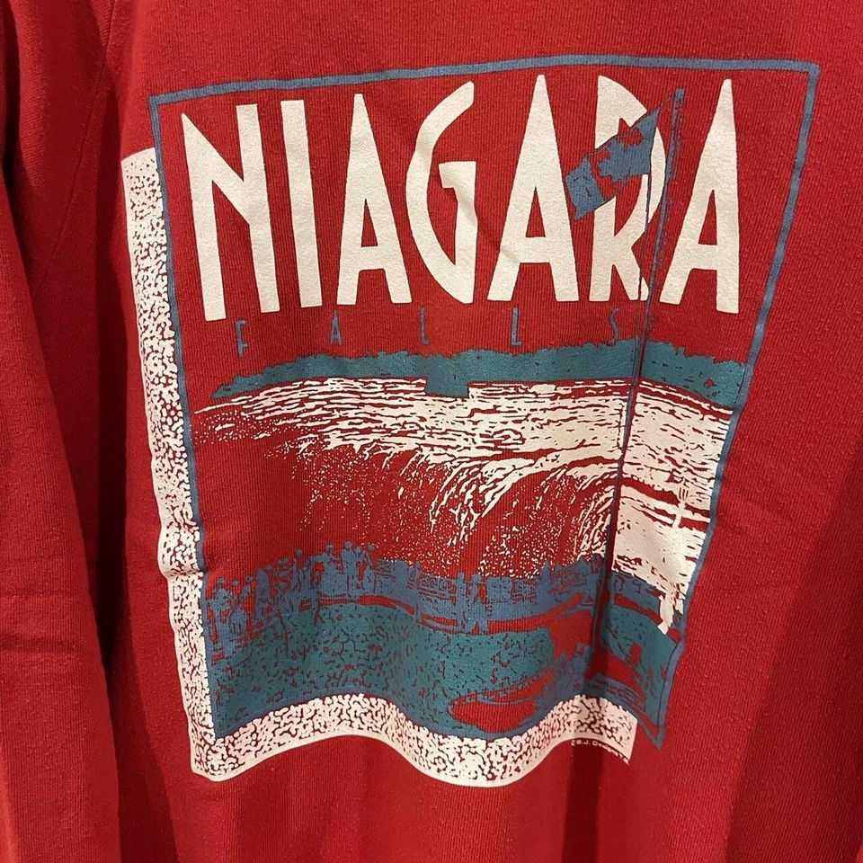 Moletom vermelho vintage anos 90 Cataratas do Niágara - Imagem 2 de 4