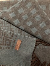 FENDI FF Logo Authentic Scarf 100 Wool Scarf Gray Unisex Scarf -Made in ITALY