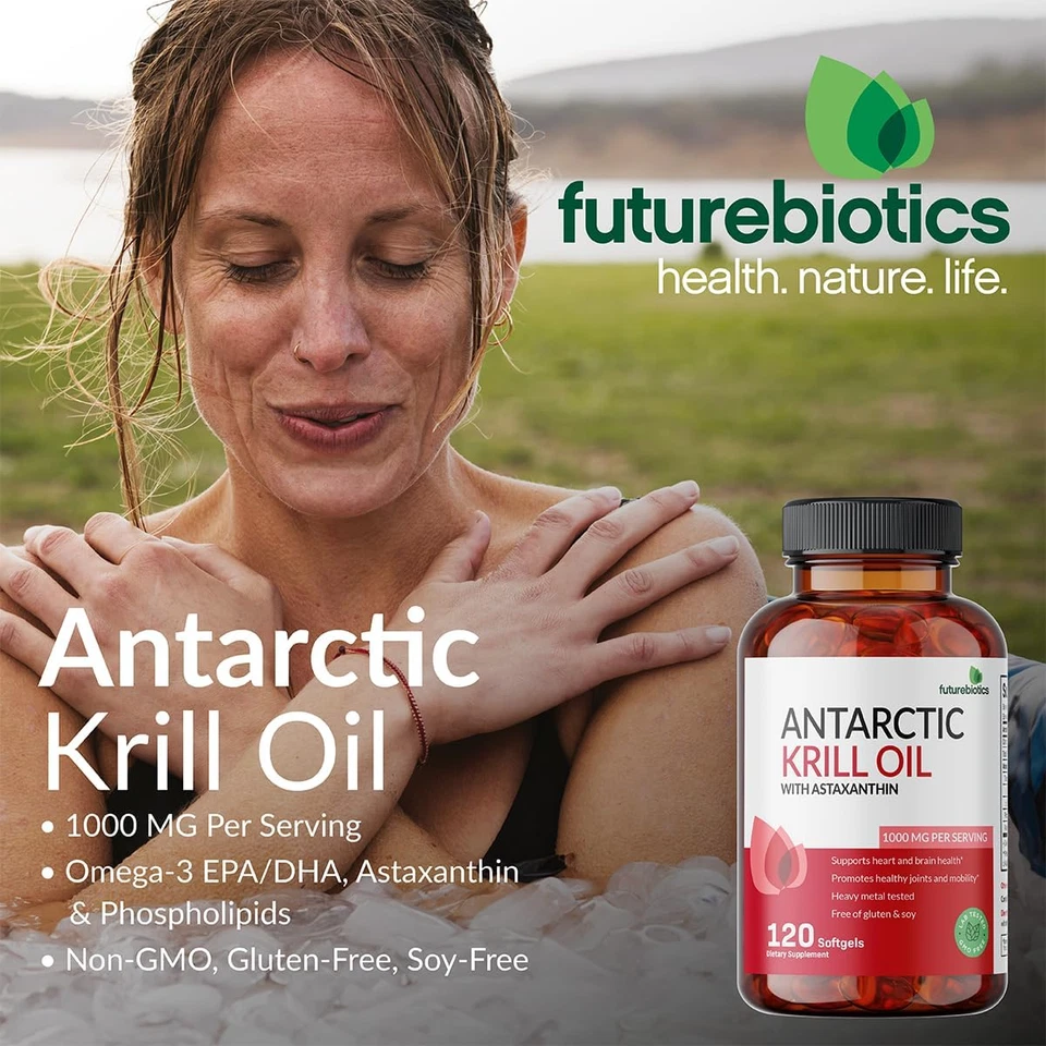 Aceite de krill antártico Futurebiotics 1000 mg Omega-3S EPA, DHA, cápsulas blandas de astaxantina Foto 3 de 4