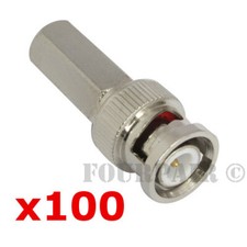100 Pack Lot BNC Male Twist-On Connector End for RG6 Coax Cable CCTV Camera DVR