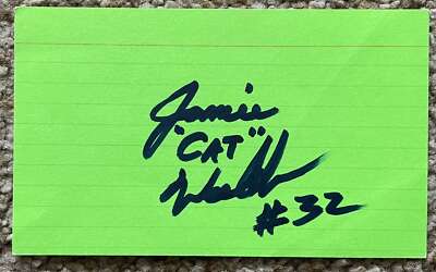 Jamie Cat Walker signed green card - Tigers Orioles debut 1997 - light crease