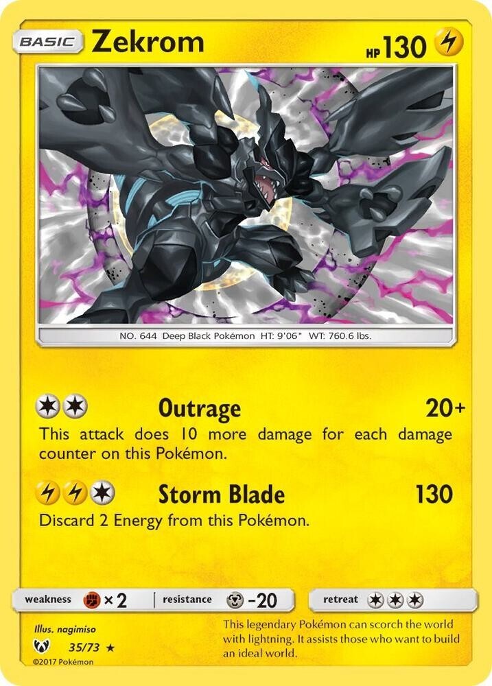 2017 Pokemon Zekrom 35/73 Holo - Shining Legends - EN - NM