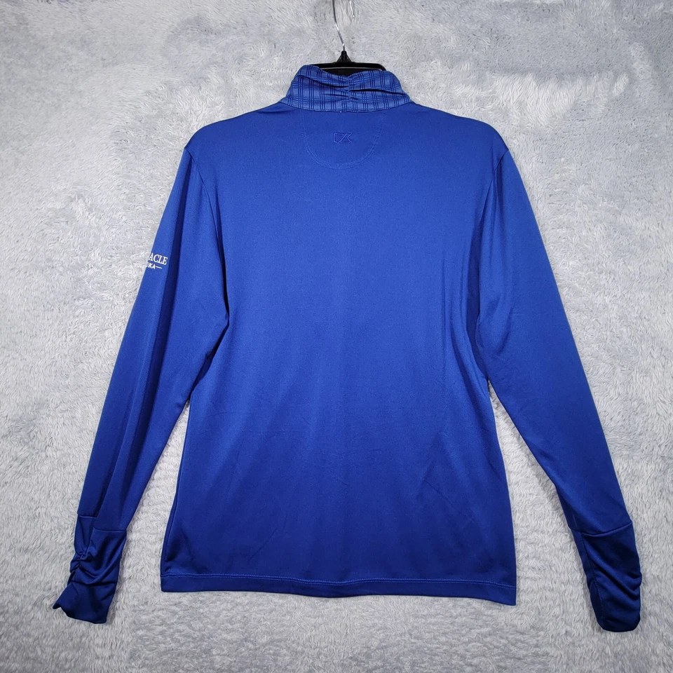 Cutter Buck 衬衫女式中号蓝色 1/2 拉链长袖 DryTec 奢华 — 第 3/4 张图片