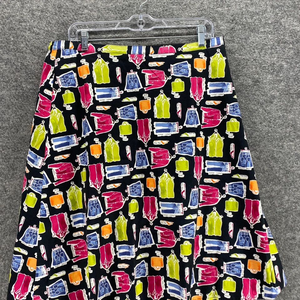 Falda Valerie Stevens Mujer 1X Plus Paños Negros Estampado Cremallera Midi Línea A Algodón Foto 3 de 4