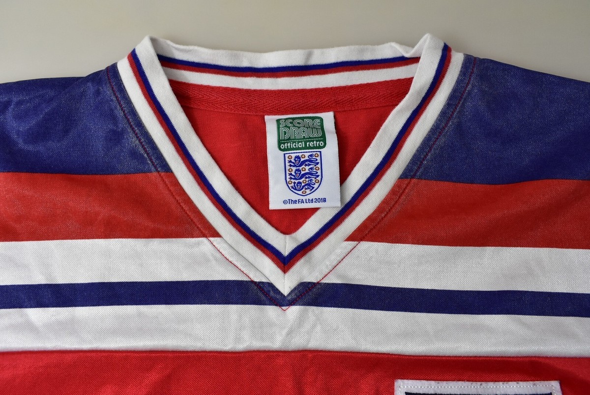 Score Draw ENGLAND 1982 World Cup Away RED Football Shirt SIZE L