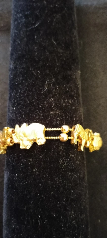 Impresionante y Adorable Pulsera Dije Animal Tono Dorado AVON con Piedra Dorada Rosa/Melocotón Foto 3 de 4