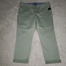 Tommy Hilfiger Womens Roll-Cuff Trouser Capri Ankle Pants Sz 16 Green Hampton