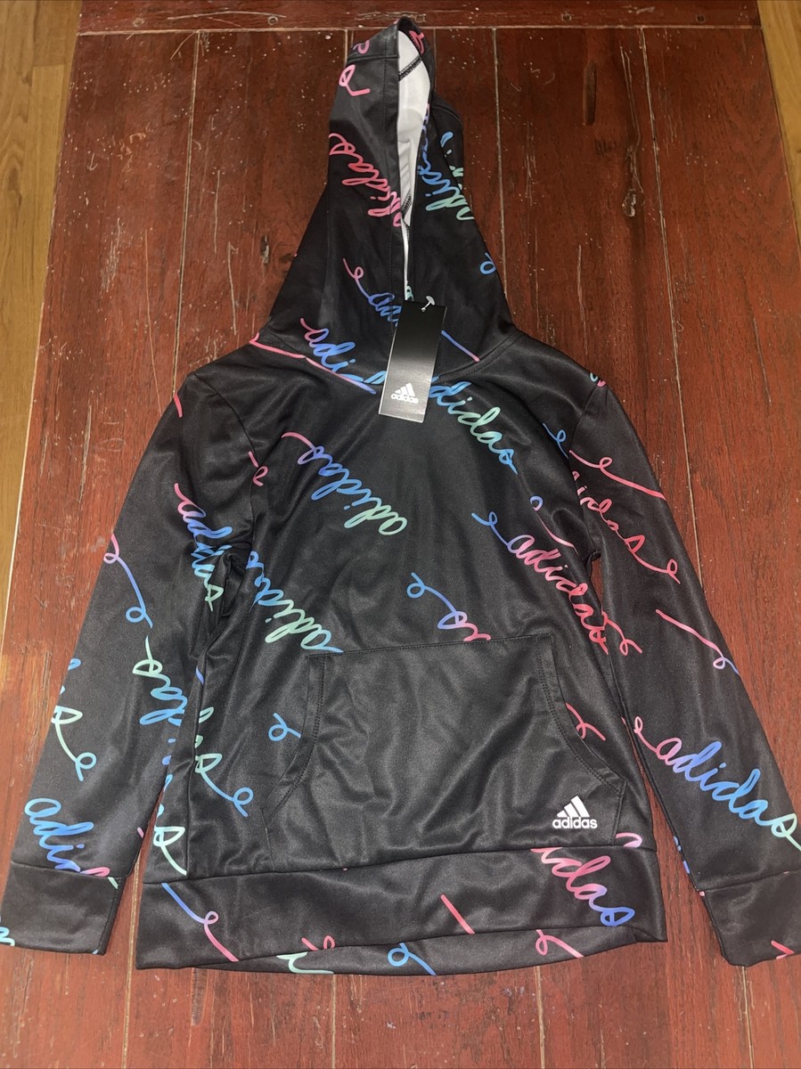 ADIDAS COLOR BLACK MULTICOLOR 984 GIRLS HOODIE Size M