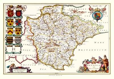 Karte von Devonshire 1648 von Johan Blaeu - 1000-teiliges Puzzle