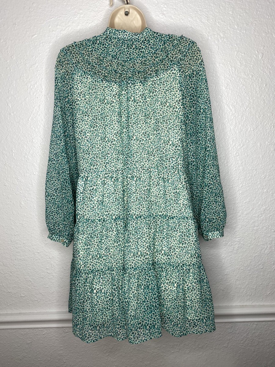green and white floral dress zara Zara Light Green Floral Maxi Dress with Metallic Details- Size S – The  Saved Collection main image 1
