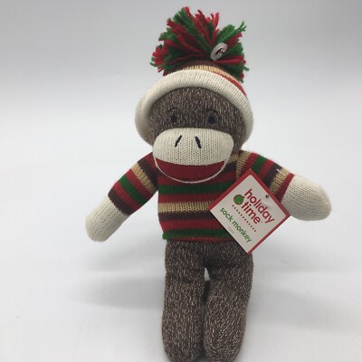 Dan Dee Collectors Choice Holiday Winter Sock Monkey Beanie Plush Animal 10'' NWT