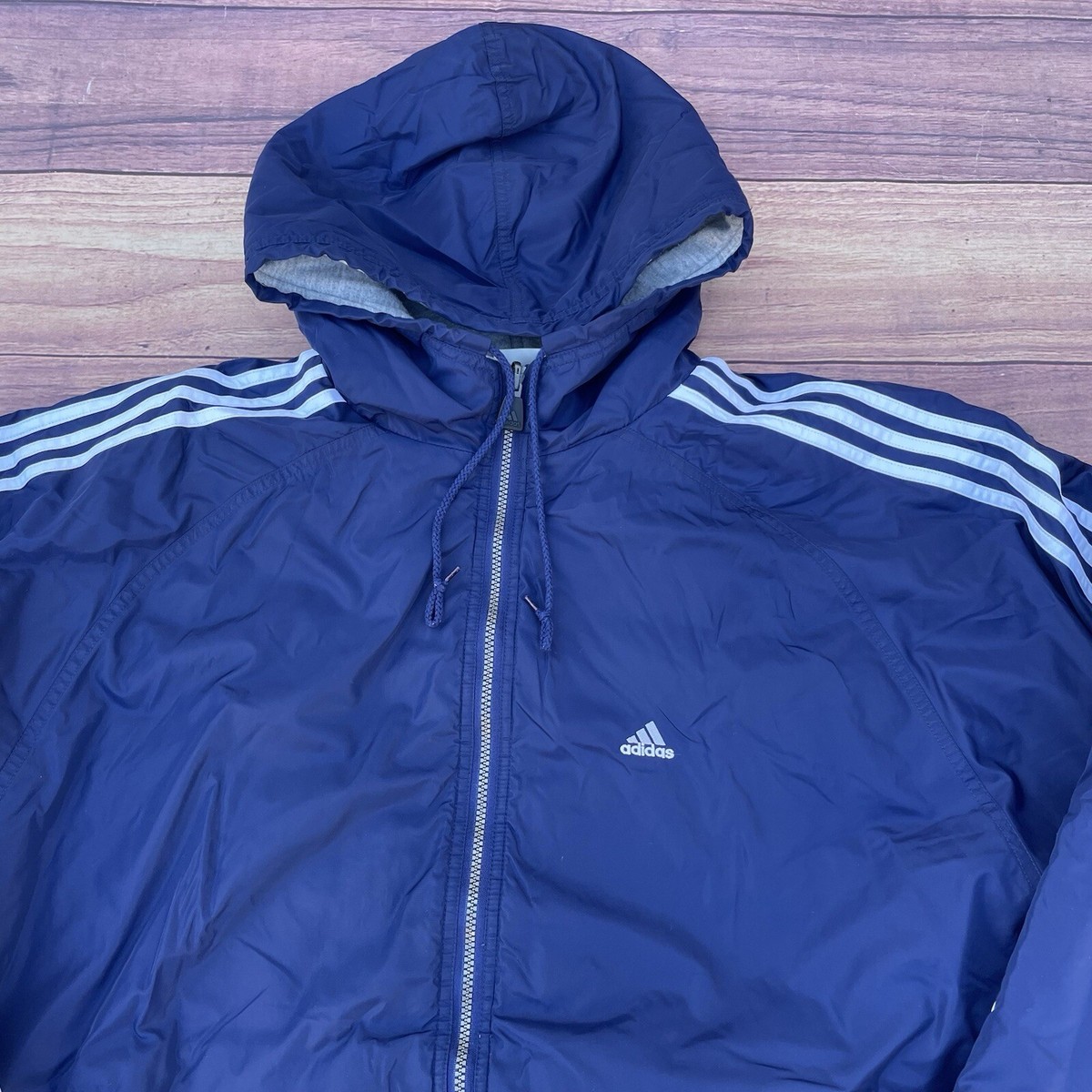 Vtg 2002 Adidas Nylon Reversible Lined Windbreaker Puffer Jacket
