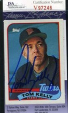 Tom Kelly 1989 Topps Jsa Coa Hand Signed Authentic Autograph