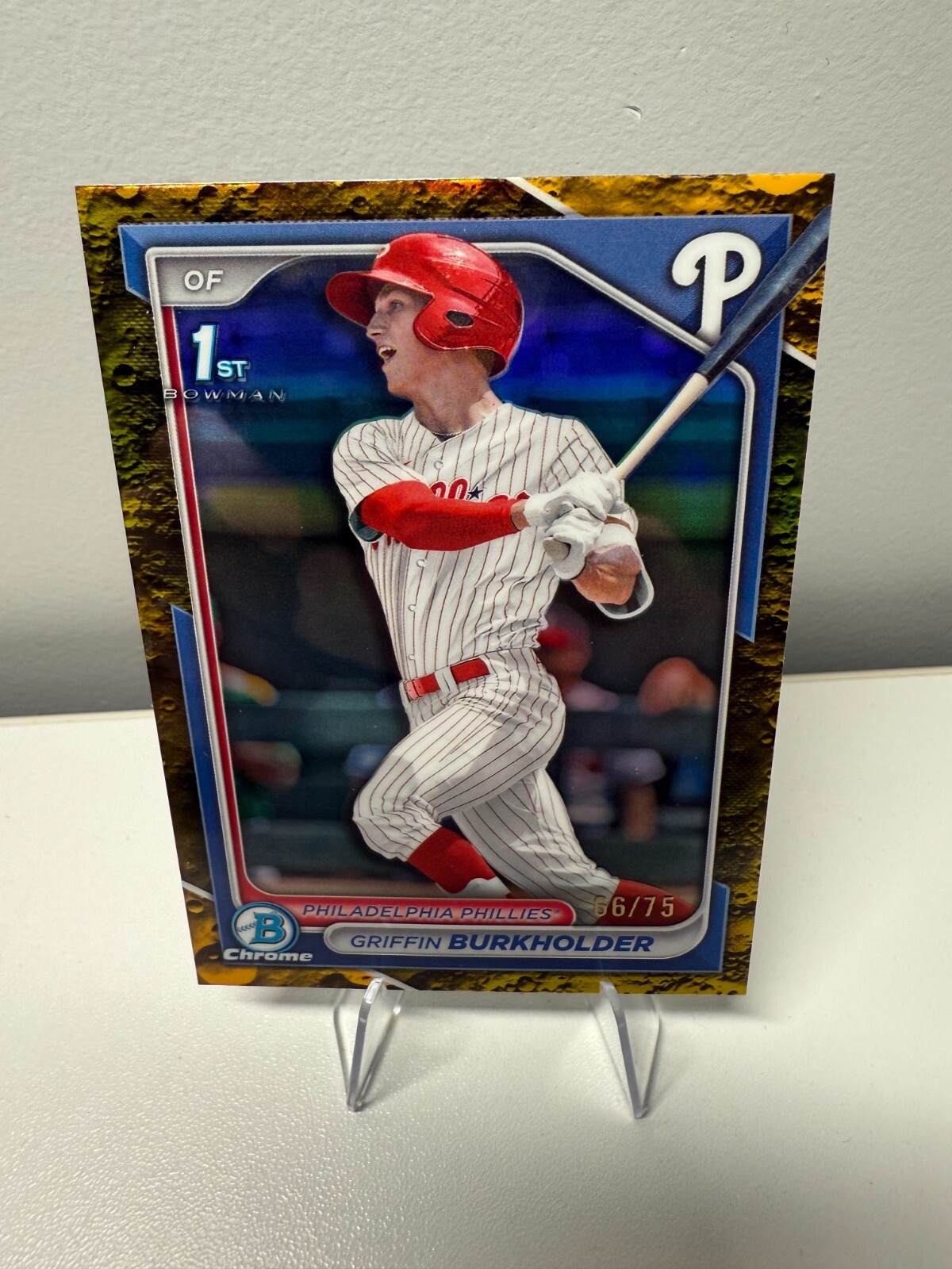 Griffin Burkholder 2024 Bowman Chrome 1st Draft Yellow Lunar Crater /75 #BDC-60