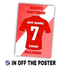 Salford Football Fan Birthday Card Size A4 folded To A5 Envelope Included