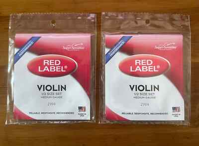 2 - sets of Super Sensitive Red Label Med - 1/2 Violin set,  unopened package.