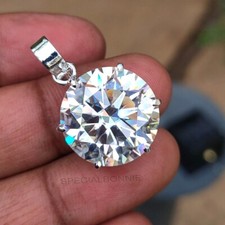 RARE 16Ct Certified White Diamond Solitaire necklace  FREE Diamond studs 