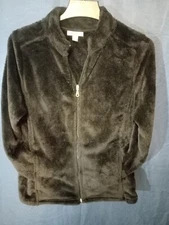 Croft & barrow full zipper Velour Jacket sz PM Mineral Black Soft/Warm/Cozy