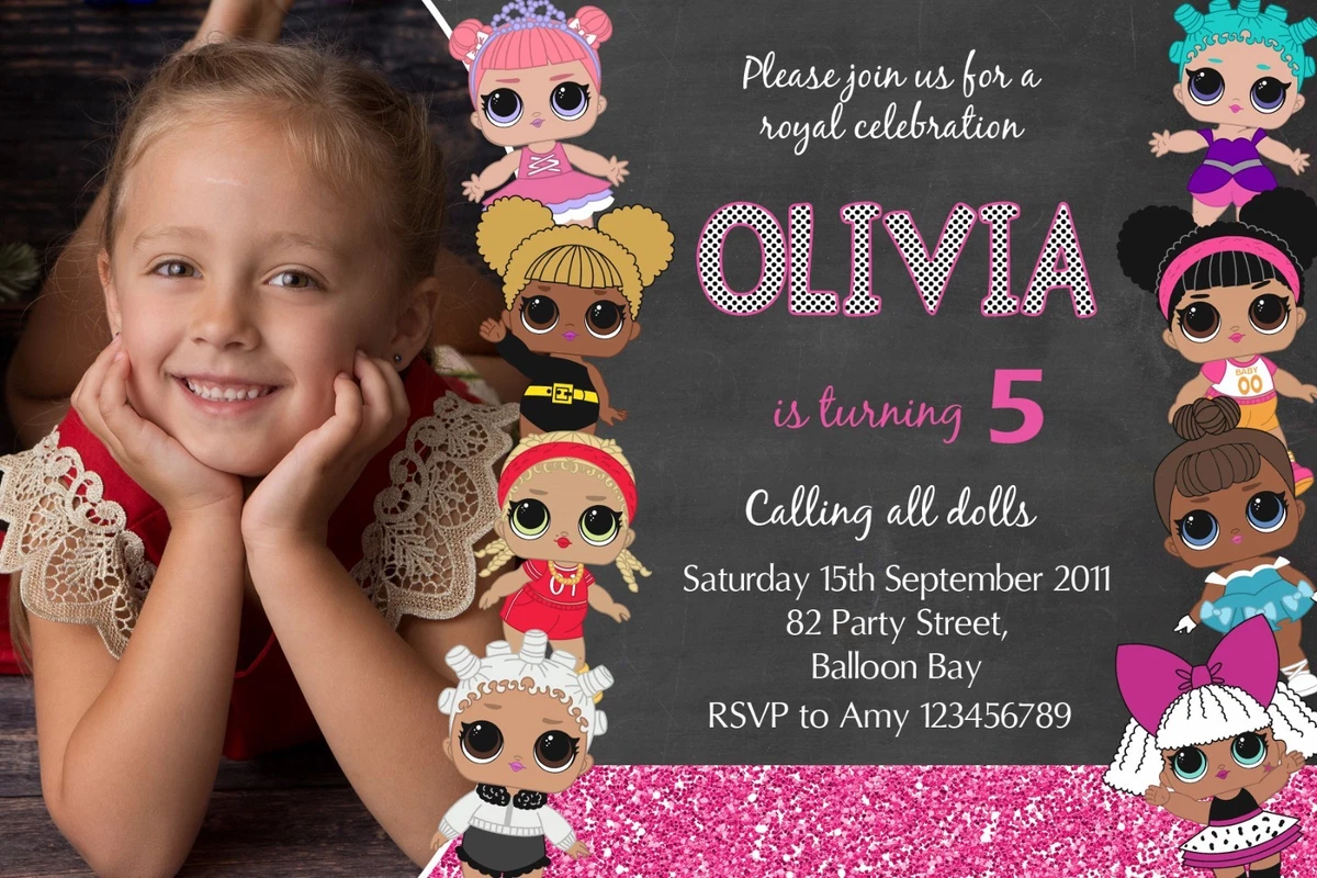 Personalised LOL Surprise Dolls Birthday Party Invitations Photo