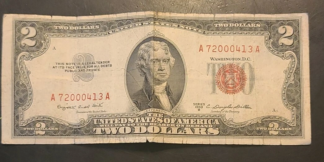1953 red seal 2 dollar bill online