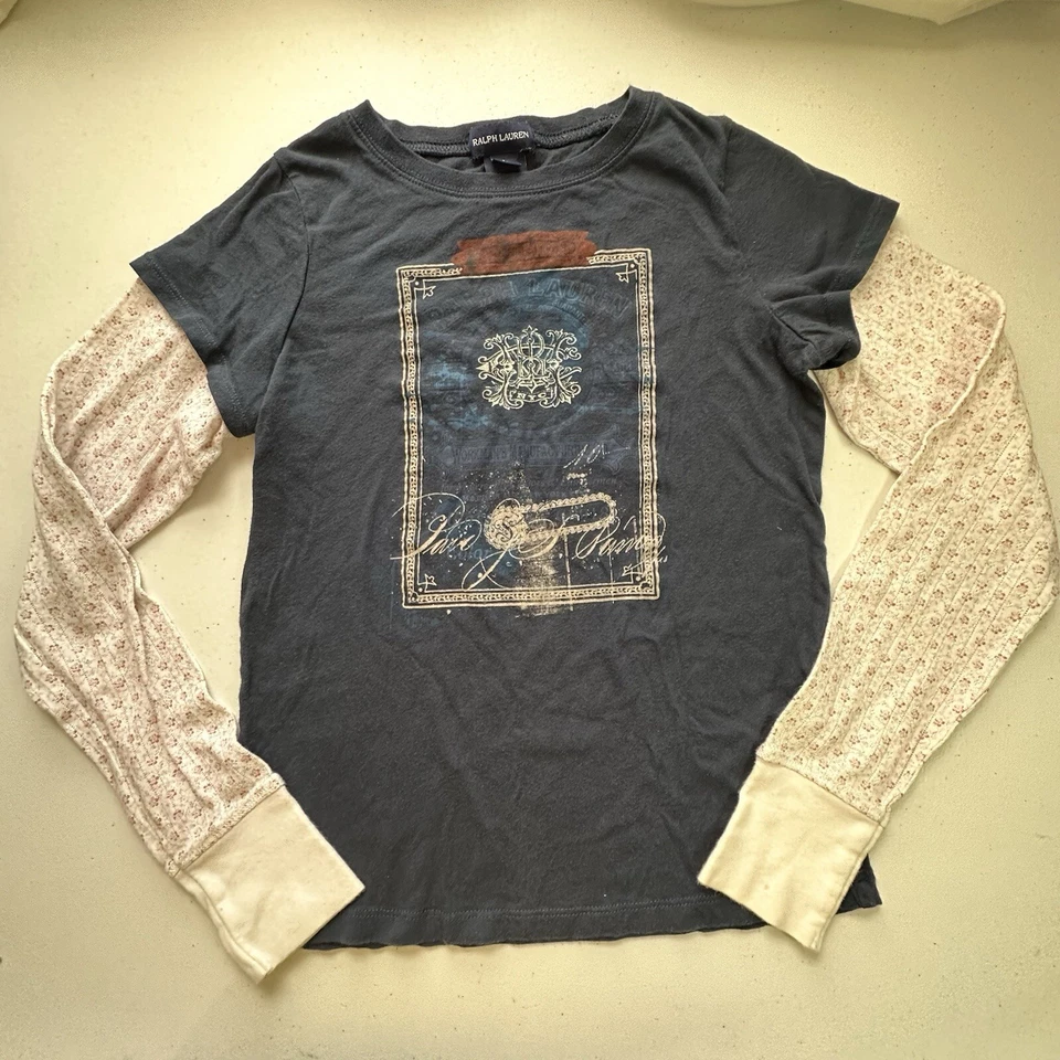 LOTE de 2 camisetas de algodón de manga larga Juicy Couture y Ralph Lauren para niñas talla 10-12 Foto 4 de 4