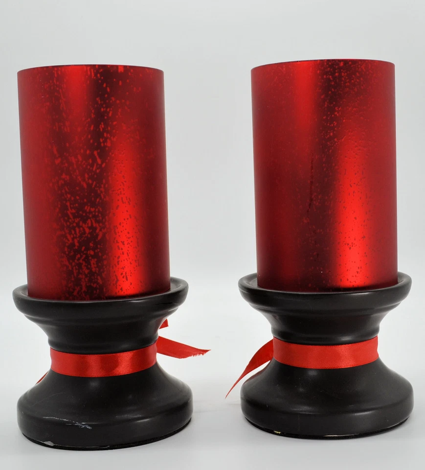Red LED Battery Operated Christmas Candle Pair 9-¾” Tall B-1 - Image 2 of 4