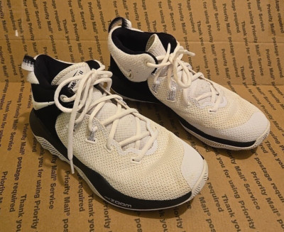 Nike Zoom Rev II TB A05386-100 White Black Athletic Sneakers  Size 5.5Y -GUC