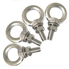 4-Pack M10 Stainless Eye Bolts 1.2" Heavy Duty M8x30mm Nuts Washers Included