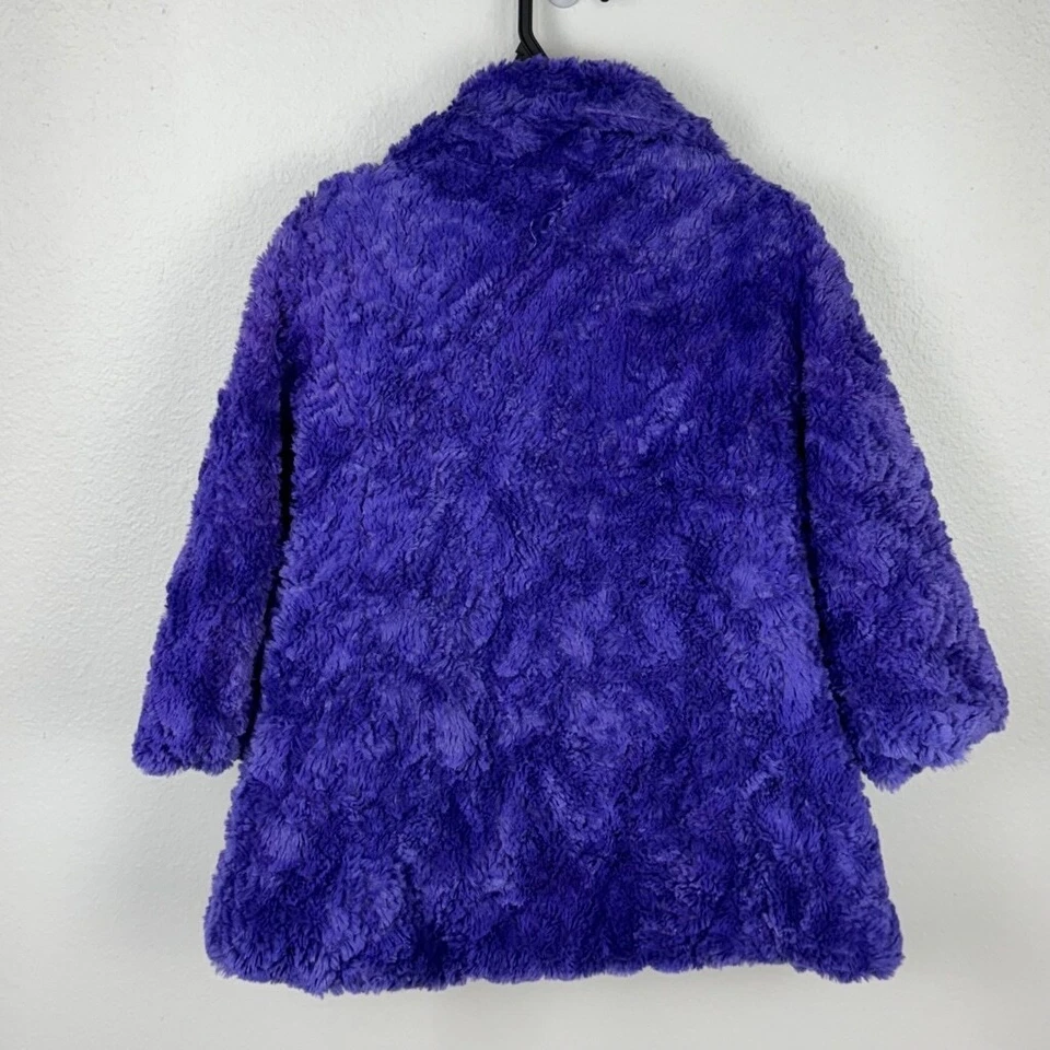 Abrigo de piel sintética Juicy Couture niños niñas 4T púrpura felpa cuello prendas exteriores invierno Foto 2 de 4