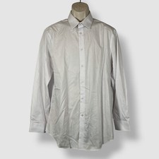 Calvin Klein Men's White Slim Herringbone Steel Dress Shirt Size 16.5 32/33