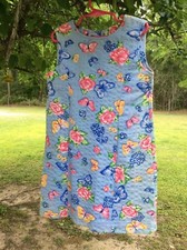 HANDMADE A-LINE GIRL'S BLUE W/ BUTTERFLIES SLEEVELESS SEERSUCKER DRESS -6