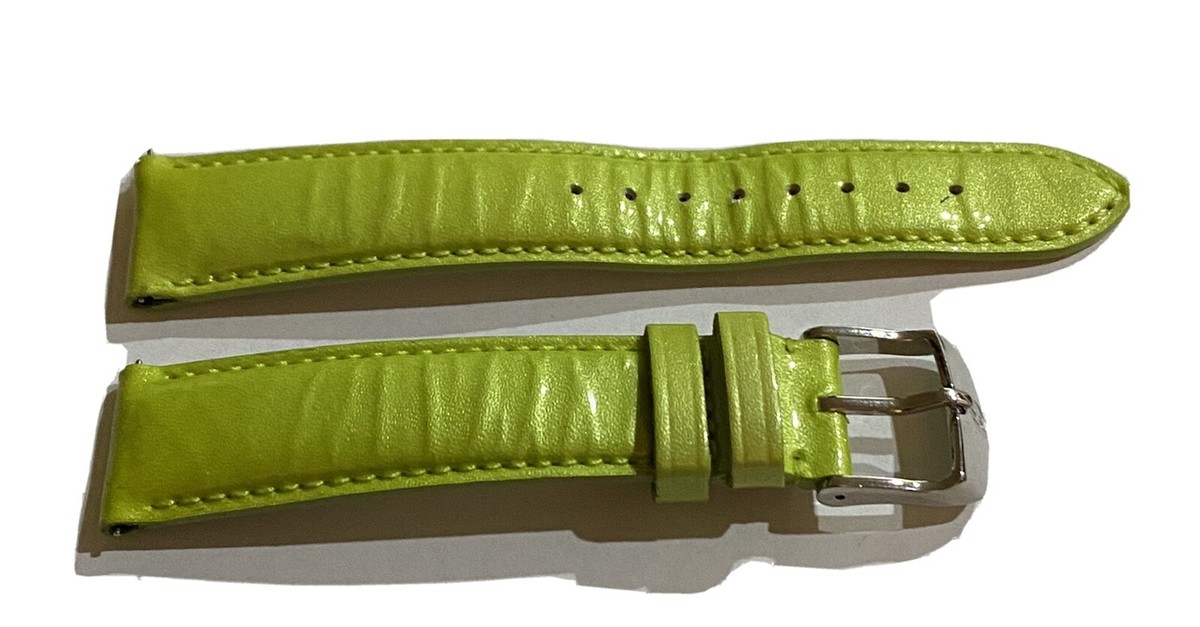 Michele 18 MM Lime Green Patent Leather Strap MICHELE Green 18 mm Band Width Wristwatch Bands for sale | eBay main image 4