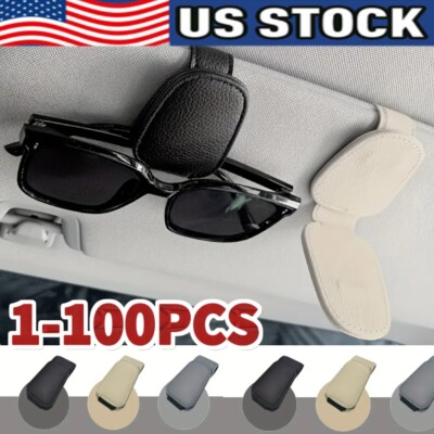 Magnetic Leather Sunglasses Holder for Car Sun Visor Eyeglass Hanger Clip USA