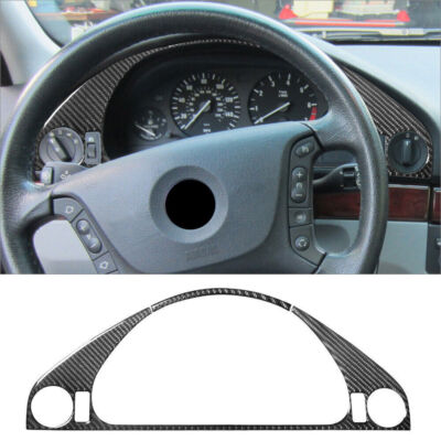 Fit For BMW 5 Series E39 Carbon Fiber Car Interior Speedometer Cover Trim 2Pcs