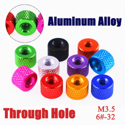 Aluminum Alloy Knurled Thumb Nut Hand Grip Knob Bolts M3.5/6#-32 Through Hole