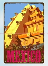 Mexico City vintage reproduction travel poster metal tin sign office wall decor