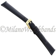 Speidel Black Genuine Classic Calfskin Leather Unstitched Ladies Watch Band Reg