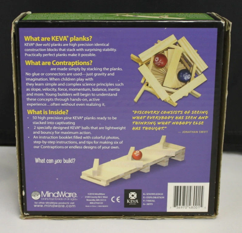 KEVA Contraptions 50 Plank Set Game 6 Different Contraptions to