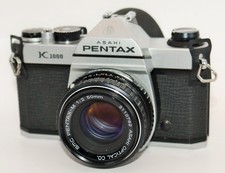 Pentax K1000 35mm Film SLR Camera Kit w/ SMC 50mm f/2 Lens Tested Working