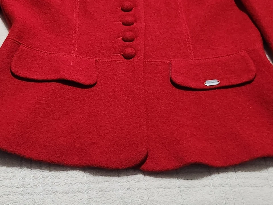 Suéter Blazer Chaqueta Mediana 38 Hecho en Austria Vintage Geiger Rojo Lana Hervida Foto 3 de 4