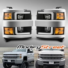 AlphaRex 15-19 Silverado 2500HD/3500HD Upgrade Model Projector Headlights Black