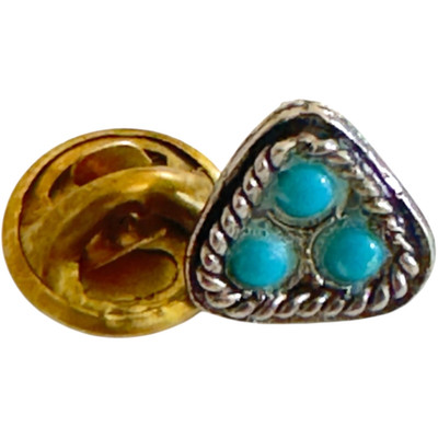 Western Tie Tack   Silver Tone with Turquoise Accent Cowboy Rodeo Style
