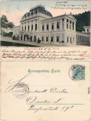 Mariánské Lázně Kursaal - artist card hand-coloured 1902