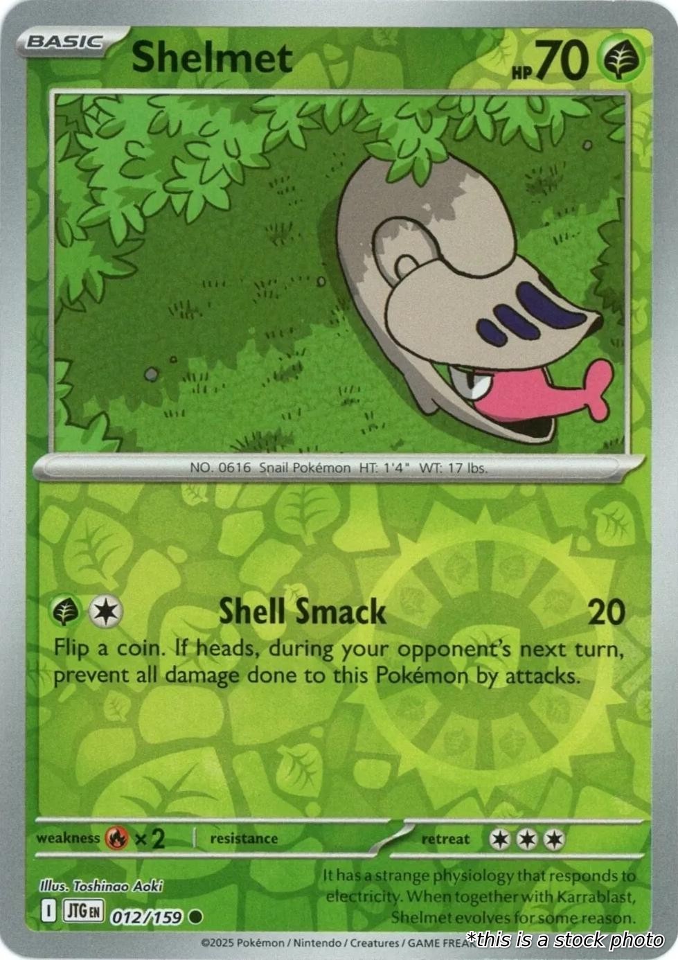 Pokemon Shelmet Reverse Holofoil [JTG - 012/159 NM CommonP88-#101
